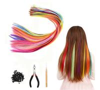 100 PCS Clip-in Rainbow Colored Hair Extensions for kids, 22 Inch Hair Straigh Extensions for Girls and Women Colorful Children's Hairs Accessories for Crazy Hairs Day and Party