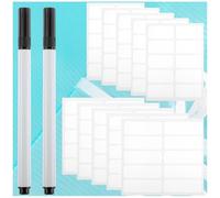 100 Pcs Clothing Labels No Iron Self-Stick Fabric Labels for Clothes Laundry Label Washable Writable Name Tags with 2 Pcs Permanent Fabric Markers for Nursing Home School Daycare Shop Supplies 2 Size
