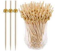 100 Pcs Cocktail Picks, 12 CM Toothpicks for Appetizers, Bamboo Cocktail Sticks Skewers for Drinks, Burger Sticks, Charcuterie, Wedding Party Fancy Toothpicks, Gold Pearl Mini Food Picks Decorative