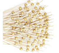 100 Pcs Cocktail Picks, 12 CM Toothpicks for Appetizers, Bamboo Cocktail Sticks Skewers for Drinks, Desserts, Charcuterie, Wedding Party Fancy Toothpicks, Gold Pearl Mini Food Picks Decorative