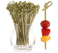 100 PCS Cocktail Picks, 12 CM Toothpicks for Appetizers, Natural Bamboo Knot Skewers, Mini Food Sticks, Fancy Tooth Picks for Drinks,Fruit,Charcuterie,Cocktail Garnish Accessories, Party Supplies