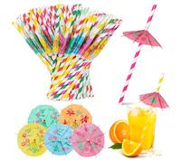 100 Pcs Cocktail Straws,Colourful Cocktail Umbrellas for Drinks Cocktail Accessories,Paper Straws Drinking for Summer Beach Pool Parties, Birthday Party Drink Decorations (Color Random)