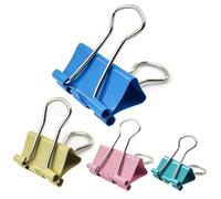 100 Pcs Colored Binder Clips, Assorted Size Foldback Clips 32mm 25mm 19mm 15mm Metal Bulldog, Paper Clips Clamps Clips for Office Supplies, Home, Kitchen, Shops, School Document Organizing (4 Color)