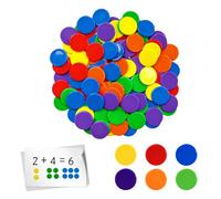 100 Pcs Colored Counters for Maths, 19mm Plastic Counting Tokens for Kids Bingo Game Chips Double Sided Counters for Classroom Education Back to School Teacher Supplies Math Counting Education