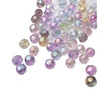 100 Pcs Colorful Faceted Beads Clear Acrylic Beads Round Transparent Beads Bubblegum Beads Chunky Crystal Beads Mixed Color Spacer Beads Jewelry Making Beads for Necklaces Bracelets Keychains 14mm