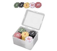 100 Pcs Colorful Poker Chip 1 2 5 10 20 Denomination Chips Set With Storage Box 3.5cm For Home Night Display Tournaments Parties Learning Counters Disks Chips Gambling Cards