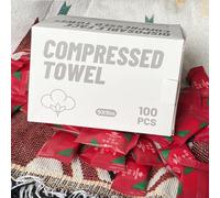 (100 Pcs) Compressed Face Towel, Mini Disposable Face Towel, Camping Towel - Portable Compressed Coin Tissue for Travel/Home/Outdoor Activities (Individual Packaging)