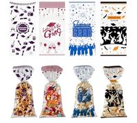 100 Pcs Congrats Grad Goodie Bags, Graduation Candy Bags 4 Styles with Twist Tie Grad Party for Candy Snacks Popcorn Cookie Treat Decorations Supplies