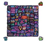 100 PCS Cool Neon Stickers, Waterproof Decals for Phone, Skateboard, Scrapbook, Luggage, Car (Multicolour)