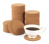 100 Pcs Cork Coasters for Drinks, 3.9" Round Tea Coffee Mats, Absorbent Heat-Resistant Corkboards, Reusable Wood Table Mats for Wine Glass, Coffee Cup, Blank Cork Coasters for DIY Crafts