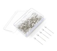 100 PCS Corsage Pins with Box, Long Straight Wedding White Teardrop Pearl Head for Handmade Bag, Bride Bouquets, Bridal Accessories, DIY Craft Jewelry Making Wedding Flower Decoration