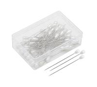 100 Pcs Corsage Pins with Box, Pear Shaped Needle, Long Straight Wedding White Teardrop Pearl Head Prom Bouquet Pins for Quilting Sewing Pinning Quilt Flower DIY Crafts