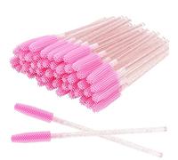 100 PCS Crystal Glitter Handle Soft Silicone Mascara Brush Wands Eyelash Brush Applicator Makeup Tool Kit(All pink)