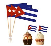 100 Pcs Cuba Flag Toothpick Cake Cuban Flag Cocktail Food Decorations Small Mini Stick Cupcake Picks for Celebration Party Supplies