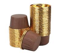 100 Pcs Cupcake Cases, Cake Muffin Liners, Greaseproof Foil Baking Cups Paper Wrappers, Metallic Cake Cups Household Oven Birthday Wedding Party Muffins Pastry Molds (Brown)