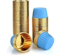 100 Pcs Cupcake Cases, Cake Muffin Liners, Greaseproof Foil Baking Cups Paper Wrappers, Metallic Cake Cups Household Oven Birthday Wedding Party Muffins Pastry Molds (Blue)