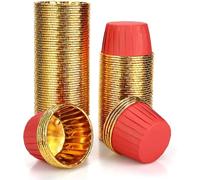 100 Pcs Cupcake Cases, Cake Muffin Liners, Greaseproof Foil Baking Cups Paper Wrappers, Metallic Cake Cups Household Oven Birthday Wedding Party Muffins Pastry Molds (Red)
