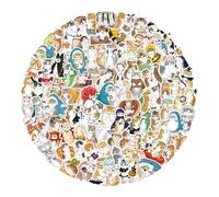 100 Pcs Cute Cat Sticker Ink Painting, Funny Cats Decals Vinyl, Cat Waterproof Stickers, Scrapbook Stickers Cats for Notebook Card Making Water Bottles Phone Luggage (Style A)