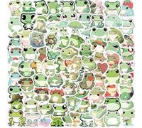 100 Pcs Cute Frog Stickers Waterproof Vinyl - Cartoon Frog Decals for Laptop, Hydro Flask, Guitar, Skateboard, Bike - Kids Birthday Party Gift
