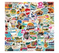 100 Pcs Cute Hawaii Summer Stickers for Kids Teens Adults Boys Girls Gift,Hawaii Beach Stickers Pack for Laptop,Skateboard,Luggage,Car,Bike,Cup,Computer,Water Bottle Decor,Vinyl Waterproof Decals
