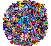 100 Pcs Cute Neon Stickers for Children Adults, Teacher Reward Prizes for Kids, Waterproof Vinyl Stickers for Scrapbook Luggage Suitcase Laptop Journal Kindle Water Bottle Diary Skateboard Scooter etc