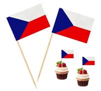 100 Pcs Czech Republic Flag Czech Republic Toothpick Flags, Cocktail Picks Mini Stick Cupcake Toppers Country Picks Party Decoration Celebration Cocktail Food Bar Cake Flags