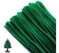 100 PCS Dark Green Pipe Cleaners for Craft, Thick Pipecleaners Made of Plush and Flexible Wire for Christmas Tree Project Decoration (30cm x 6mm)