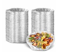 100 Pcs Disposable Aluminium Foil Clam Shell Trays - Mini Oyster & Scallop Pans for Baking & Grilling, Food Safe Shell-Shaped Disposable Seafood Pans
