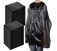100 Pcs Disposable Capes Hair Salon, 51.2x36.2 Inch Disposable Hair Salon Capes, Waterproof Barber Cape, Single Use Shampoo Hair Cutting Cape Dressing Apron for Barbershop & Salon Hairdressing (Black)