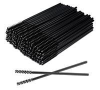 100 Pcs Disposable Eyelash Mascara Mini Brushes for Eye Lashes Extension Eyebrow and Makeup Small brush head and Small handle(Black)