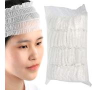 100 Pcs Disposable Headbands for Facials, Disposable Elastic Hair Wraps Non-woven Lightweight and Breathable Soft Stretch Skin Care Hair Band for Home Use Hotel Spa and Hair Salon