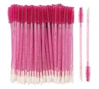 100 Pcs Disposable Mascara Wands Dual Ended Eyelash Brush Lip Brush, Lipstick Applicator Eyebrow Spoolies Brush for Eyelash Extensions - Hotpink