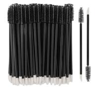 100 Pcs Disposable Mascara Wands Dual Ended Eyelash Brush Lip Brush, Lipstick Applicator Eyebrow Spoolies for Eyelash Extensions, Portable Makeup Brush for Eyebrow, Lip - Black
