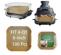100 Pcs Disposable Paper Liners for Ninja Crispi FN101 4-in-1 Glass Air Fryer, Compatible with 4-QT Container (100 PCS, Small)