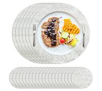 100 Pcs Disposable Placemats Set - 13 Inch Metallic Round Foil Mesh Pressed Table Doilies, Chargers for Wedding Birthday Party Dining Table