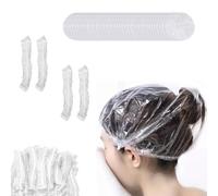 100 PCS Disposable Shower Cap, 50cm Clear PE Plastic Elasticated Shower Cap, Waterproof Hair Cap, for Home, Salon, Spa and Kitchen Fume Traps