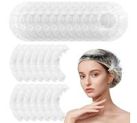 100 Pcs Disposable Shower Caps, Elastic Plastic Bath Caps Waterproof Hair Caps for Home Use Hotel Spa & Hair Salon, Large Thick Clear Bath Shower Hair Caps for Women Kids Girls