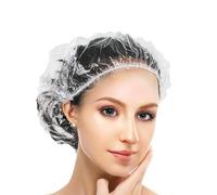 100 Pcs Disposable Shower Caps Plastic caps for hair Multi-Purpose Thickening Elastic Bath Cap Plastic Waterproof Clear Women Spa Men Hair Caps Home Use Hotel and Salon