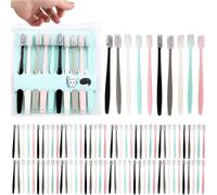 100 Pcs Disposable Toothbrushes Individually Wrapped,Soft Bristle Family Pack Toothbrush Small Head with individual lids,Travel Disposable Toothbrush Set for Guest,Camping,Hotel,Donation,5 Colors