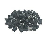 100 pcs Double Entry Cord End Cable Terminals Insulated Wiring Bootlace Ferrules 0.5mm² - 16mm² (Black - 1.5mm²)