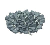 100 pcs Double Entry Cord End Cable Terminals Insulated Wiring Bootlace Ferrules 0.5mm² - 16mm² (Grey - 0.75mm²)