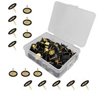 100 Pcs Drawing Pins, Metal Flat Push Pins, Thumb Tacks, Round Head Drawing Pins with Storage Box for Map, Photo Wall, Office, Corkboards (Black, 100)
