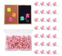 100 Pcs Drawing Pins,Pink Heart Shape Pins for Pinboard,Strong and Durable Pink Tac,Plastic Cork Board Thumbtacks (for Home, School, Bulletin Boards, Cork Boards, Offices)