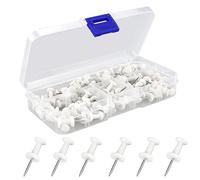 100 Pcs Drawing Pins, White Tack, Plastic Thumb Tacks, Steel Push Pins for Cork Board, Bulletin, Maps, Posters, Note