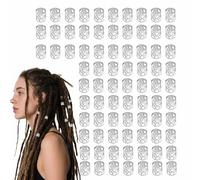 100 Pcs Dreadlocks Beads, Hair Braid Rings for Dreadlock Extensions, Dreadlocks Beads Braiding Hair Decorations, Metal Cuffs Aluminum Dread Locks for Women Hair Jewellery Accessories