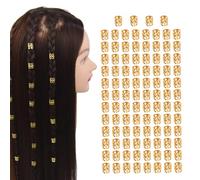 100 Pcs Dreadlocks Beads Hair Braid Rings Metal Cuffs Aluminum Dread Locks for Women Hair Clips Accessories (Gold)