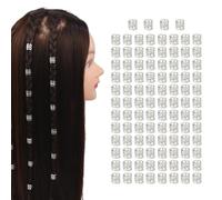 100 Pcs Dreadlocks Beads Hair Braid Rings Metal Cuffs Aluminum Dread Locks for Women Hair Clips Accessories (Silver)
