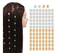 100 Pcs Dreadlocks Beads Hair Braid Rings Metal Cuffs Aluminum Dread Locks for Women Hair Clips Accessories (Gold and Silver)