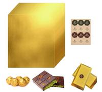 100 Pcs Dubai Chocolate Bar Wrappers with Thick Paper Backing and Stickers, 25 x 30 cm/9.84″ x 11.81″ Gold Foil Deep Chocolate Wrapping Paper for Homemade Candies Sweeties