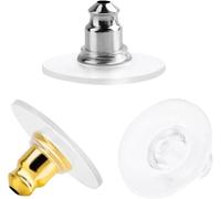 100 Pcs Earring Backs Safety Backs (50 Gold & 50 Silver) - Soft Transparent Bullet Clutch for Hook Earrings - Clear School-Compliant Earring Accessories for Sensitive Ears & Daily Wear